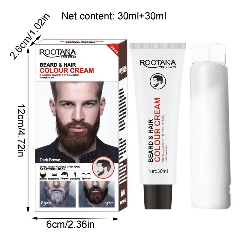 Beard Coloring For Men Men's Beard Mustache Shampoo Dye 60ML Mustache Dye Kit Long-Lasting Coloring Cream