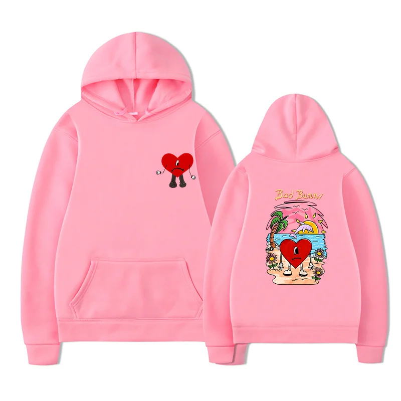 Bad Bunny UN VERANO SIN TI Pattern Double Sided Printed Hoodies Men Women Winter Sweatshirts Unisex Pullover Streetwear Coats for customized hoodies men hoodie
