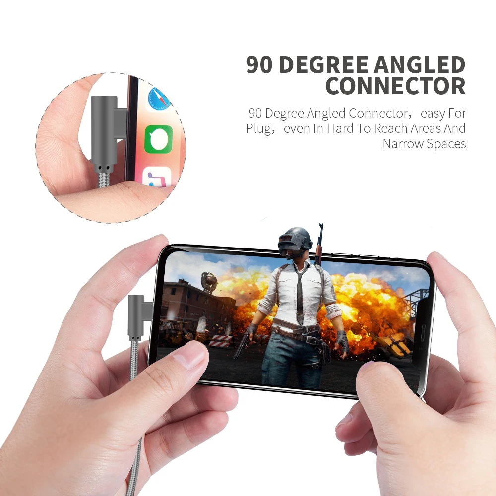 90도 USB 라이트닝 아이폰13 케이블 코드 게임용 와이어 아이폰12 11 X XS XR XS Max 8 7 아이패드 고속 충전 3m 충전 케이블