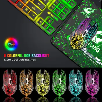 Wireless Gaming Keyboard and Mouse Combo,Rainbow Backlit Rechargeable 3800mAh Battery,87 Keys Mechanical Feel Keyboard 3