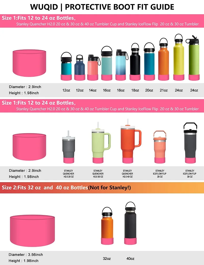 Protective Silicone Boot Sleeve for 12-40oz Hydro Sport Flask Water Bottles  Tumbler Anti-Slip Bottom Cover Width of 2.83&3.56 in - AliExpress