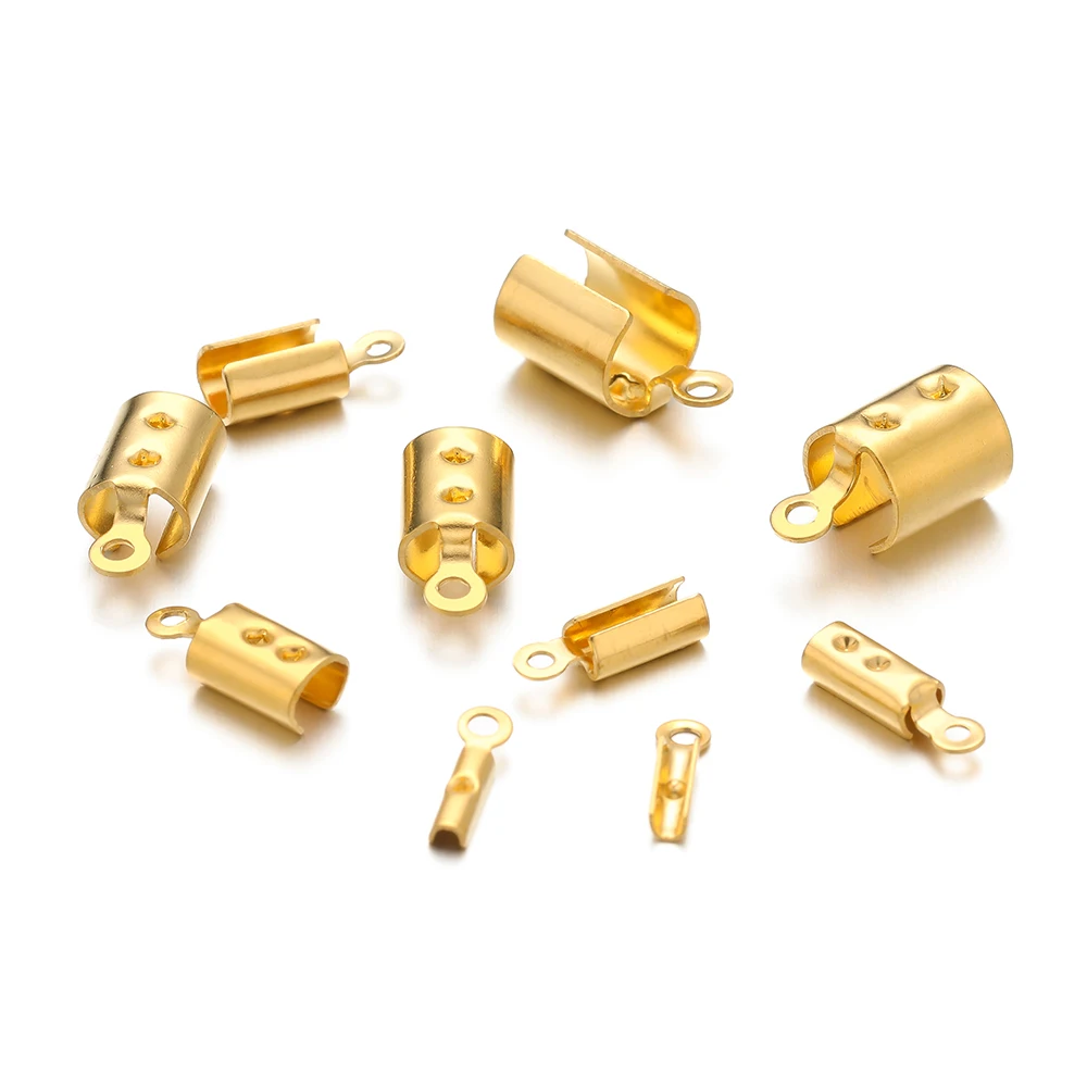 50pcs 스테인레스 스틸 버킷 엔드 비즈 모자 DIY 팔찌 목걸이에 대 한 긴 로프 클립 Clasps 쥬얼리 결과 액세서리 만들기