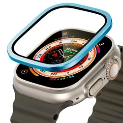 Premium Tempered Glass Screen Protector with Aluminum Metal Bumper - IWatch Ultra 3 49mm (Blue)