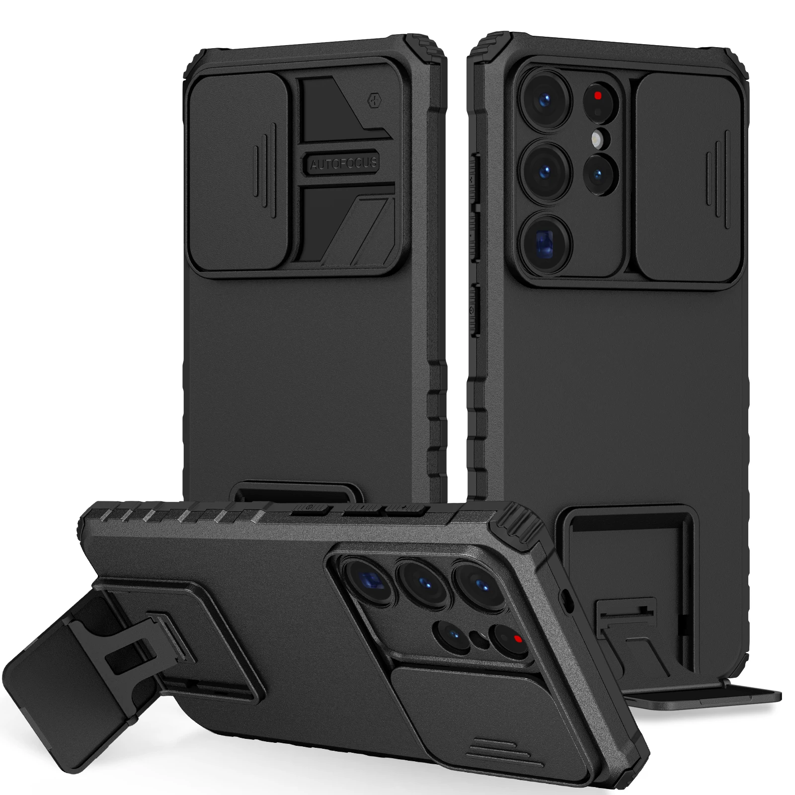 Universal Black Stand Holder Hard Case - Enhanced Protection Phone