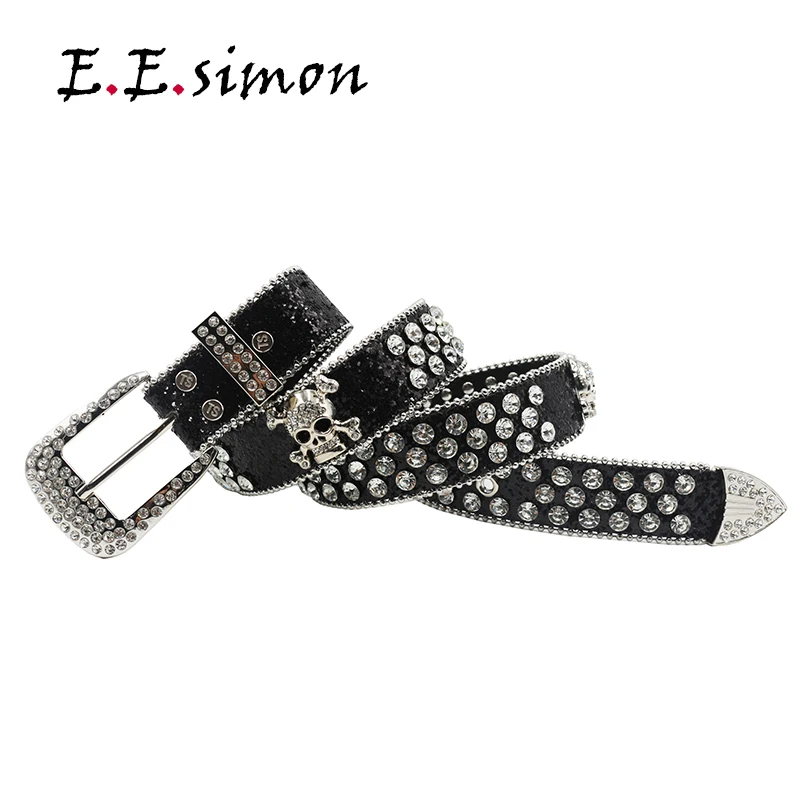 GGSIMON Crown Rhinestones Belts Luxury Strap for Men Cowgirl Cowboy Crystal  Pin Buckle Diamond Cinturones Para Hombre Goth Style - AliExpress