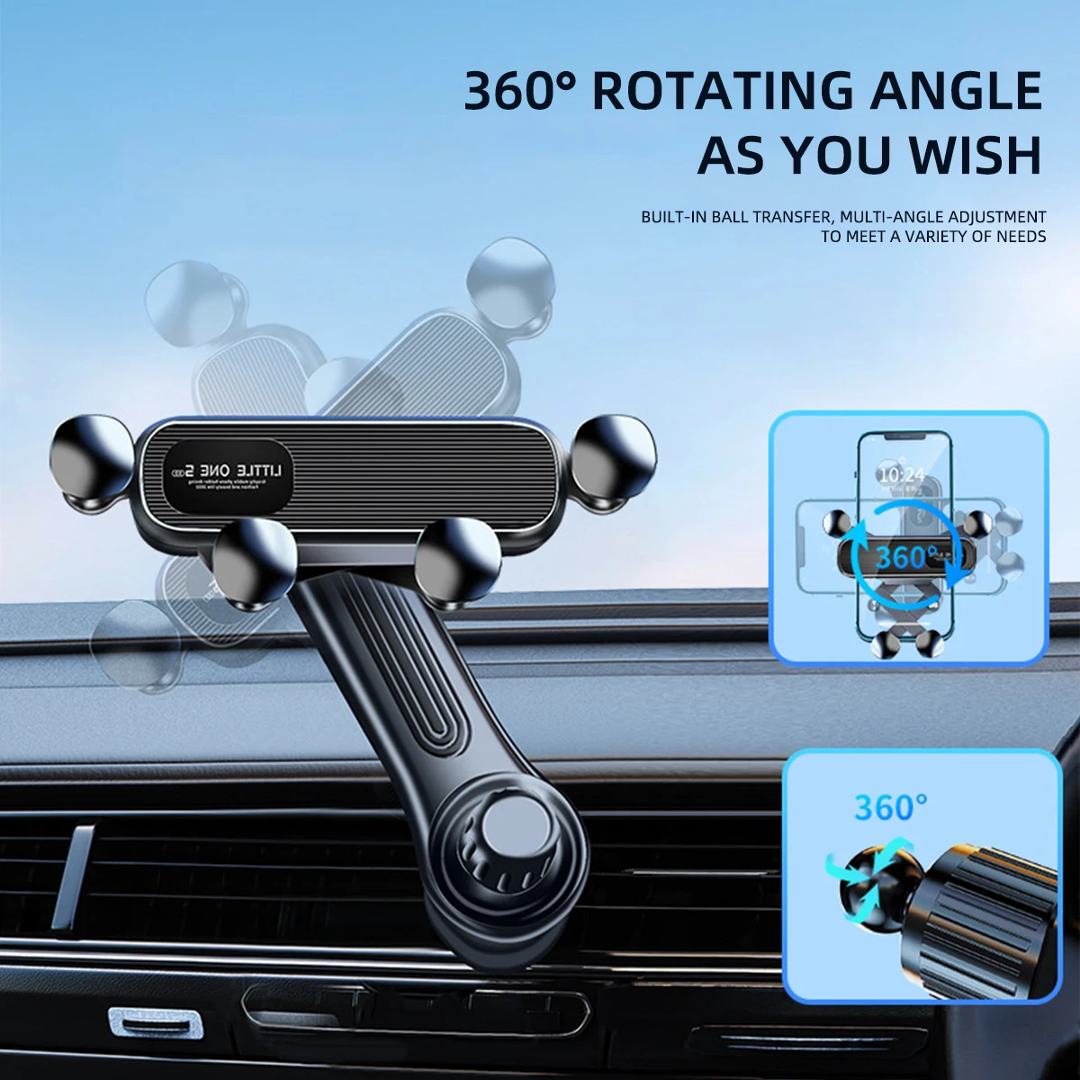 SHOOYIO Bras D'extension Rotatif à 360 Degrés Pour Prise D'air De Voiture Support De Téléphone 17 Mm