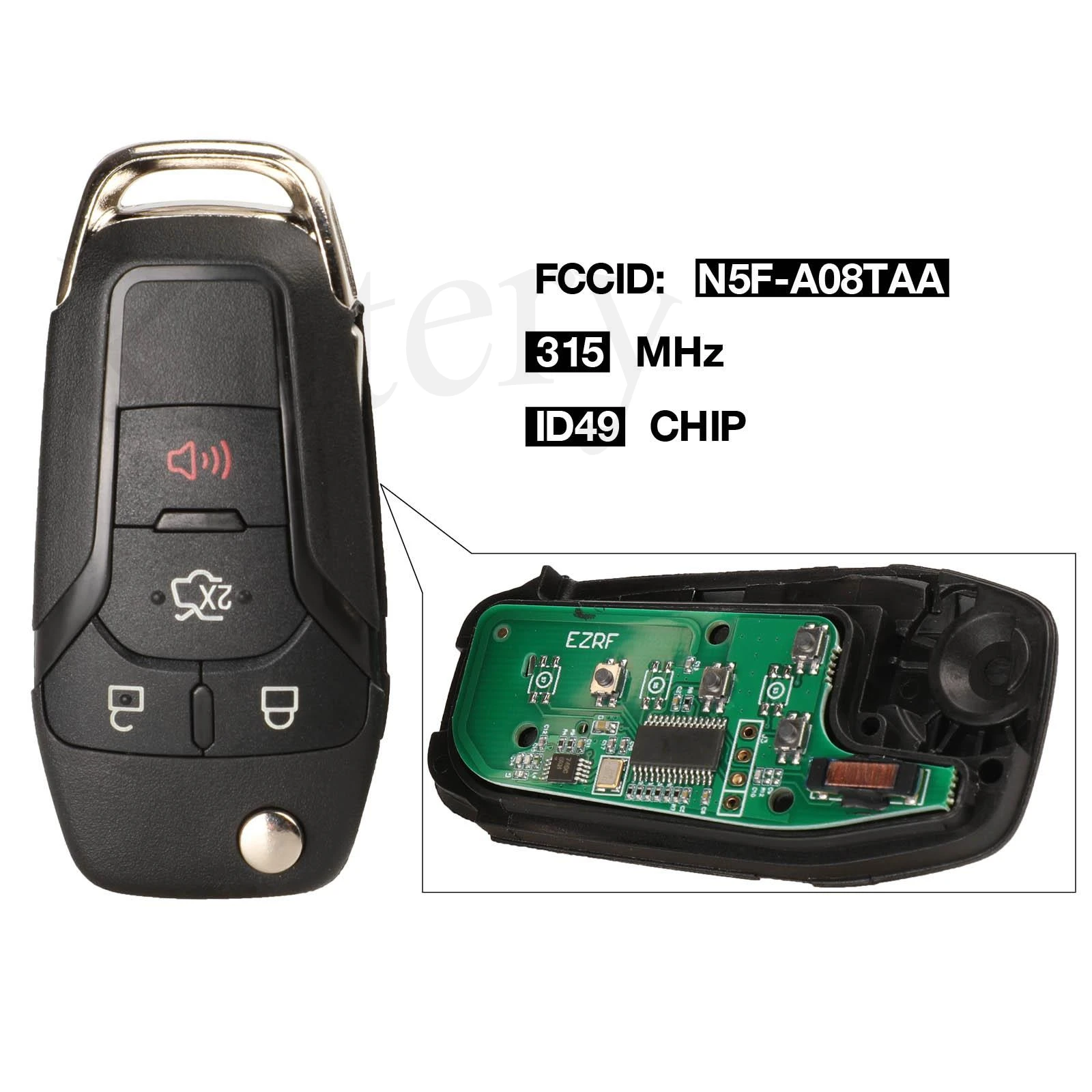 

Kutery N5F-A08TAA умный дистанционный флип-ключ 315 МГц для Ford Fusion 2013-2016 ID49 без ключа Fob 4 кнопки