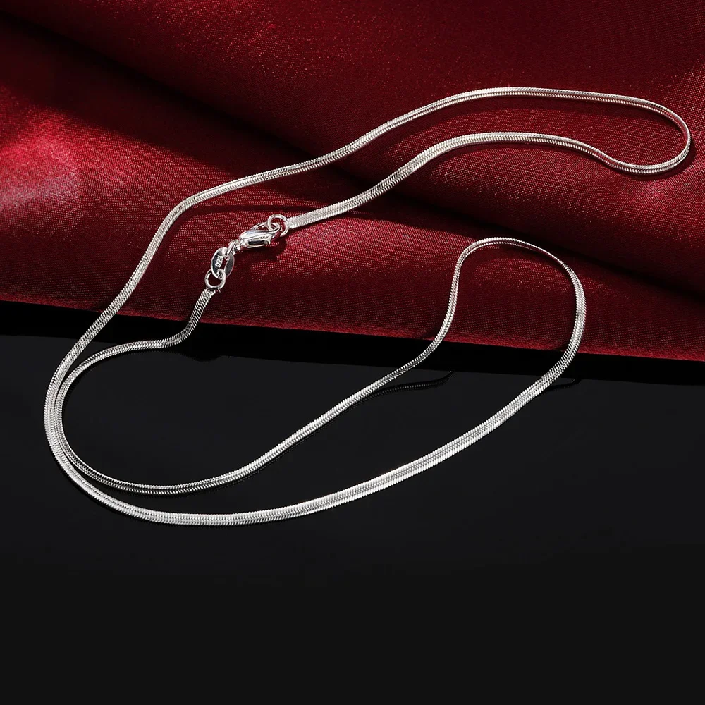 40-75cm Length 925 Sterling Silver Necklace 2MM Charms Wedding Party Flat Snake Chain Cute for Women Men Fashion Fit Pendant pendant necklace silver necklace silver pendant
