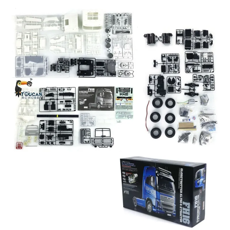 선물 1/14 4x2 RC 트랙터 트럭 키트 56375 FH16 XL750 3단 변속 리모컨 자동차 모델 자동차 장난감 (남아용) TH24179