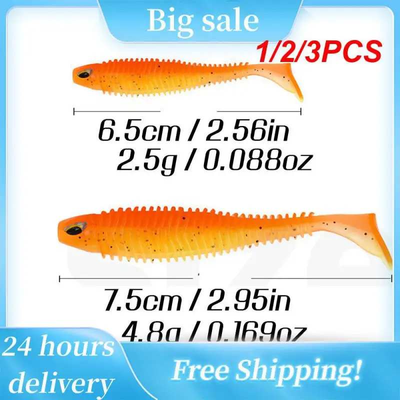 

1/2/3PCS High Simulation Fish Shape Design Soft Bait Not Easy To Break Threaded Fish Set Box Soft Bait Set Flexible Bait Body