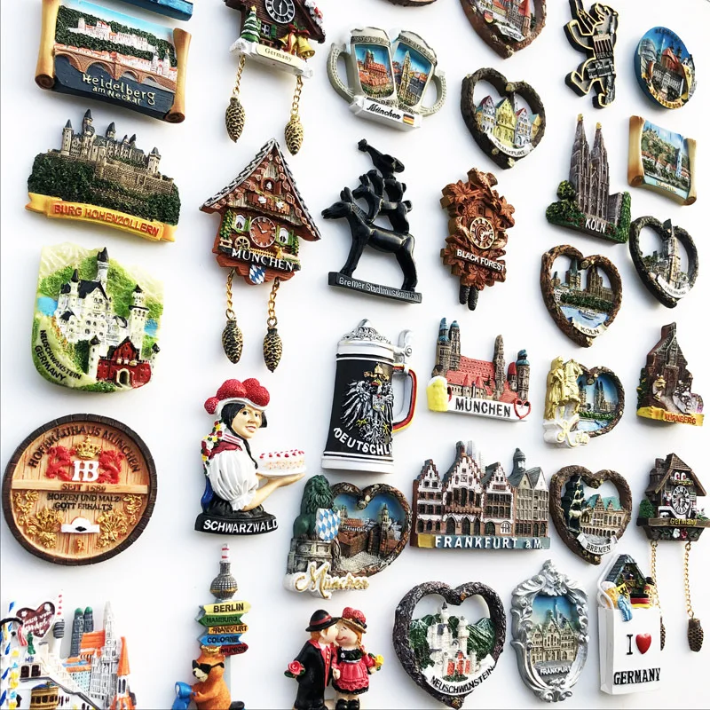 Resin Painted Magnetic Fridge Sticker Germany Berlin Frankfurt Dresden Munich Tourist Souvenirs Attractions Refrigerator Sticker