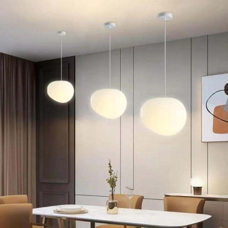 Nordic Modern Minimalist Pebble Pendant Lamp Room Decoration Corridor Staircase Restaurant LED Pendant Lamp Atmosphere Glossy