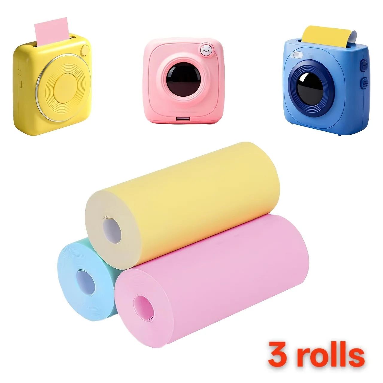 57*25mm 멀티 컬러 감열 프린터 용지 흰색 노란색 파란색 즉석 카메라 사진 메모 인쇄용 부드럽고 끈적이지 않는 용지