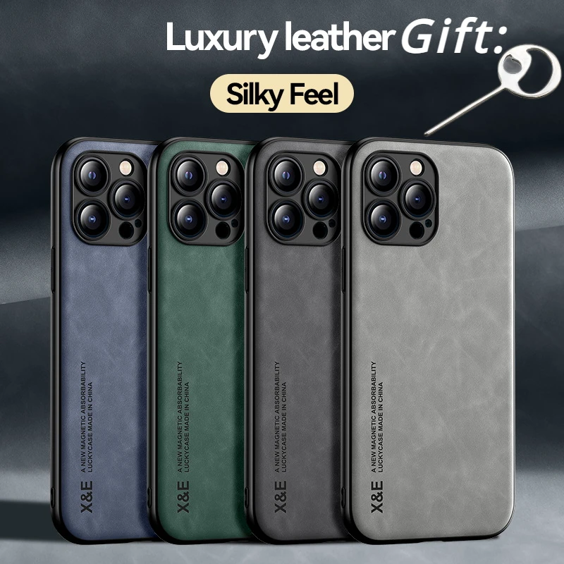 

Magnetic Leather Case for IPhone 13 14 Pro Max 12 11 Pro XS Max X XR 8 7 Plus SE 2 2022 Luxury Sheepskin Matte Slim Back Cover