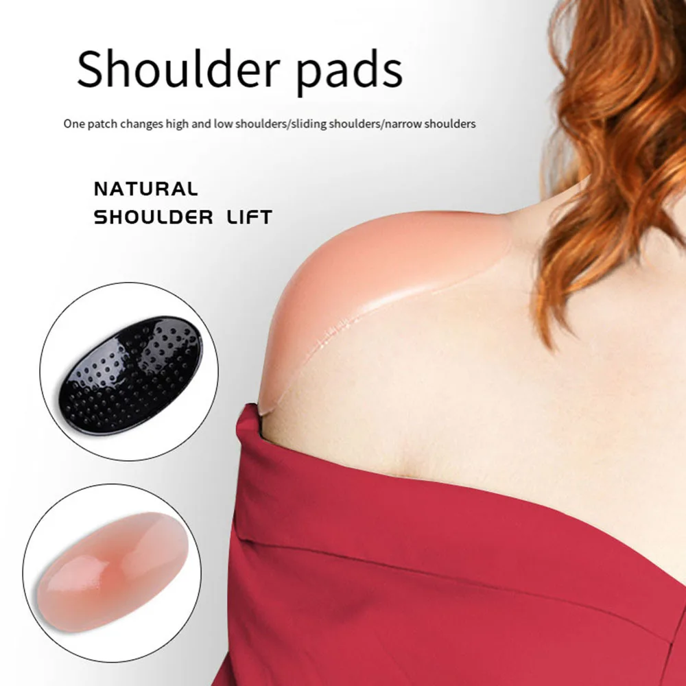 

1Pair Soft Silicone Shoulder Anti Slip Padded Invisible Shoulder Pad For Woman Self-Adhesive Clothing Shoulder Enhancer Reusable