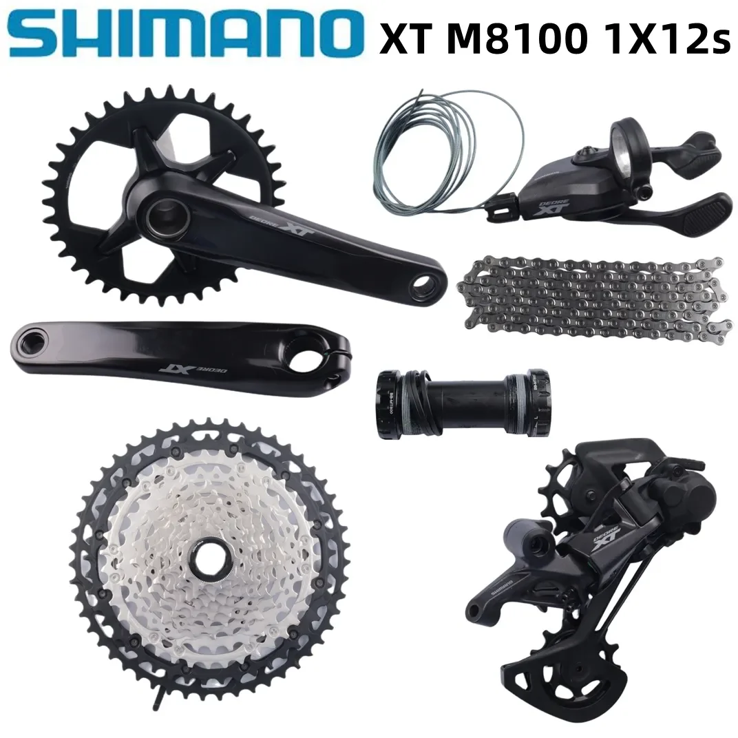 Shimano Deore XT M8100 1x12 Speed Groupset 165mm 170mm 175mm 32T 34T tylne przerzutki SGS 126L łańcuch BB MT801 dla MTB