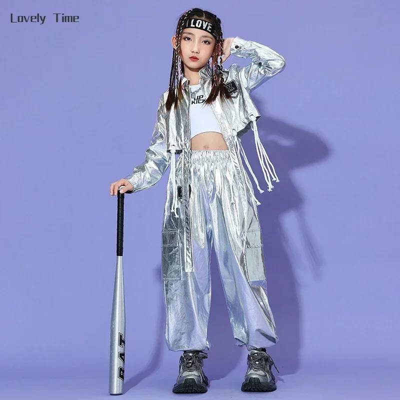 Kids Cosplay Costume Girls Hip Hop Jacket Cargo Pants Kids Jazz Clothes Sets Child K-pop Costumes