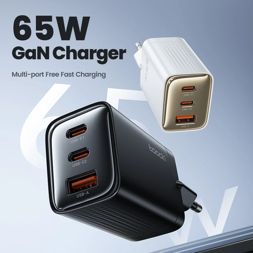 Toocki 65w Gan Usb Charger Type C Qc4 0 Pd3 0 Pps Fast Charging For Iphone 16 15 14 Samsung 24 S23 Xiaomi Huawei Realme Laptop, Alina Gadgets
