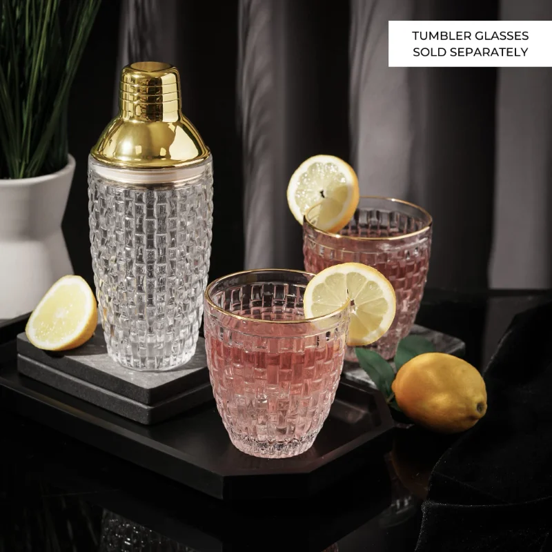 Kit de shaker à cocktail en verre, martini, mocktail, ensemble exécutif,  couvercle et passoire en acier métallique étanche, usage domestique, 3  couleurs, 13 onces