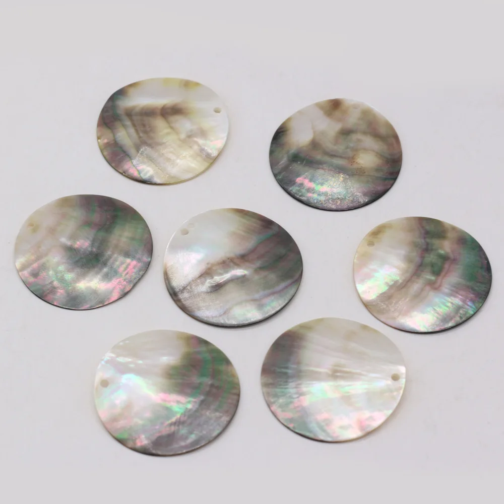 Natural Round Shells For DIY Pendant Jewelry Apparel Accessories Handmade Earrings Seashell Charms Hanging Decor 2Pcs