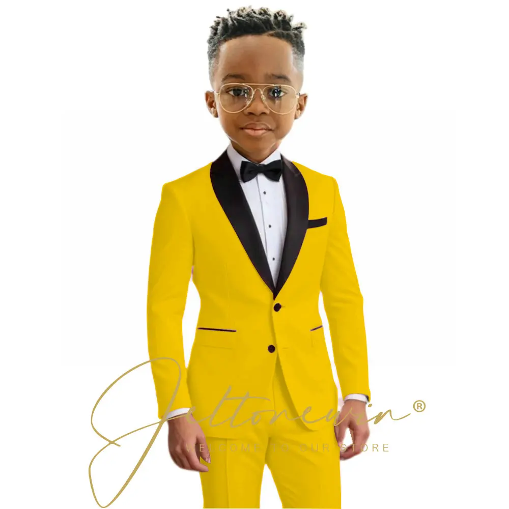Charming Pink Boys' Two-Piece Formal Tuxedo Set with Shawl Lapel Blazer and Slim Fit Pants