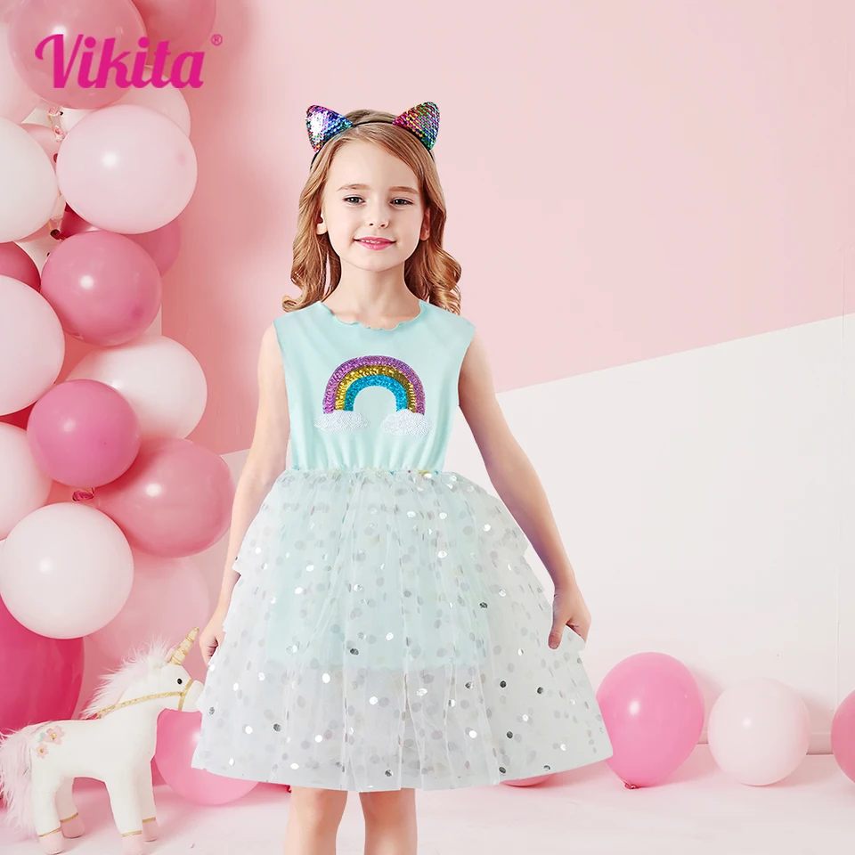 Robe Princesse Licorne Enfant – Paillettes, Tulle, Manches Longues – Pour Fille 3-9 Ans, Fête, Soirée, Cadeau