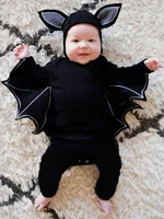 Boys and girls European and American spring and autumn Halloween Batman hooded long-sleeved jumpsuit romper two-piece children&# 2