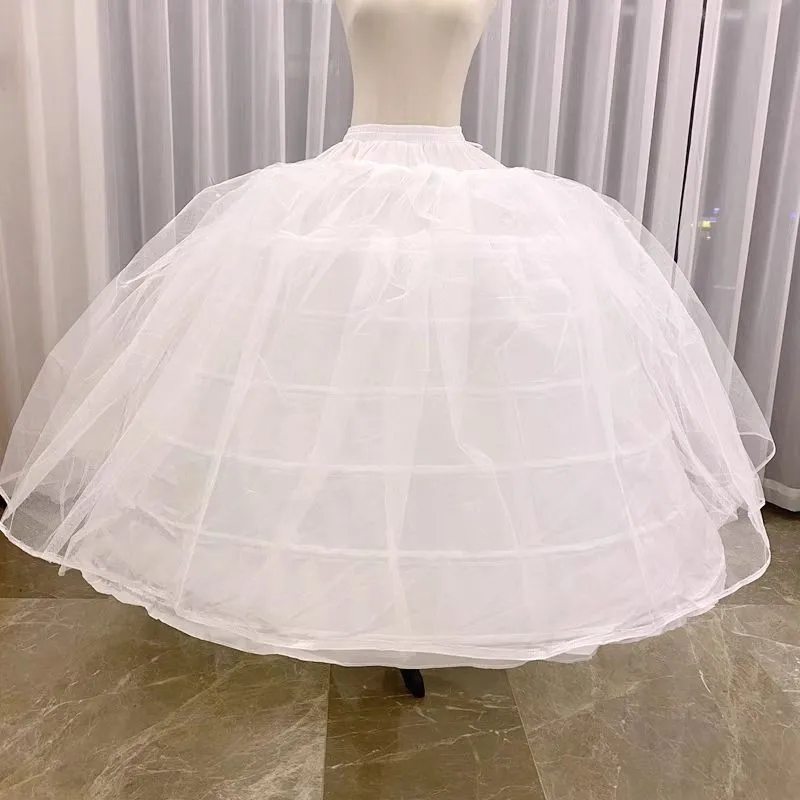 Women's 7 Hoops 2 Tiers Tulle Puffy Crinoline Skirt Petticoats Dress Floor Length Pannier Bustle Wedding Quinceanera Underskirt