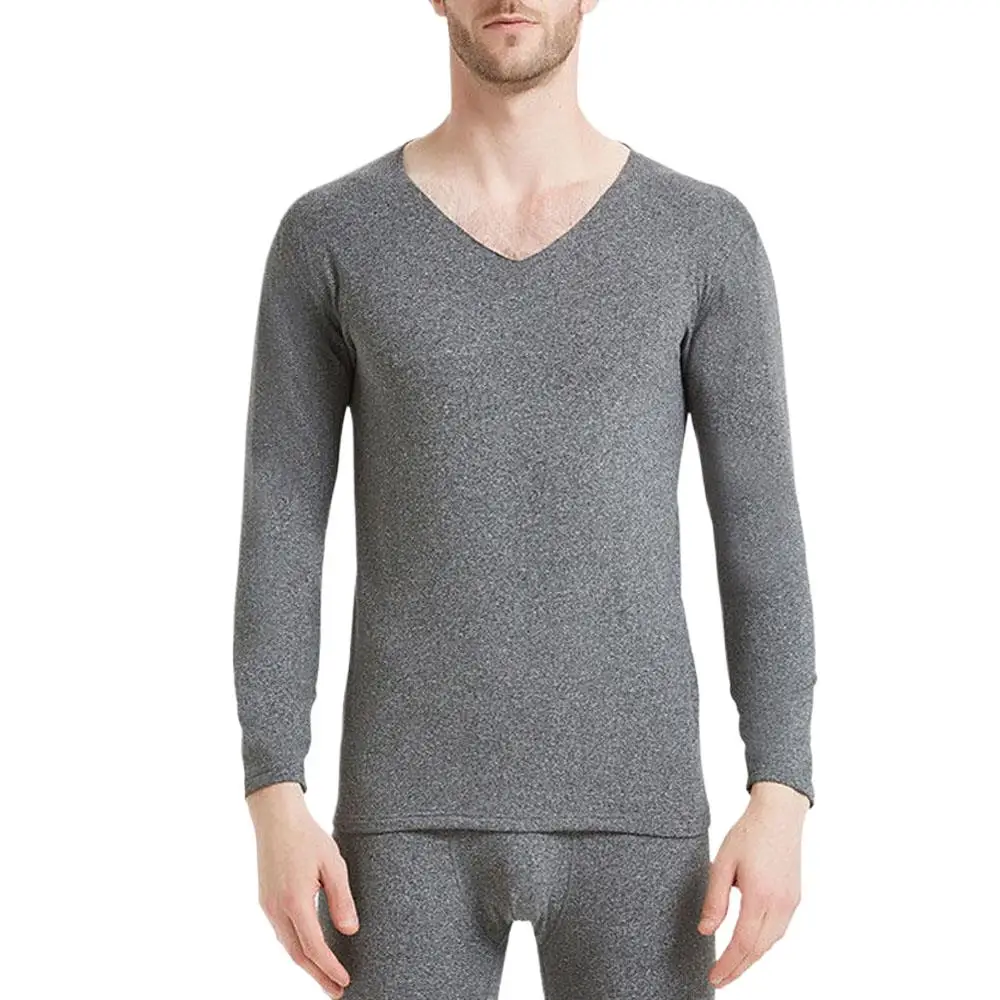 Mens Velvet Long Sleeve V Neck T Shirts and Slim Fit Pants Sets