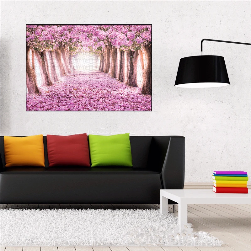 75*50cm Adult Paper Jigsaw Puzzle 1000PCS Sakura Avenue Adult Stress Relief Children Educational Entertainment Christmas Gift 6