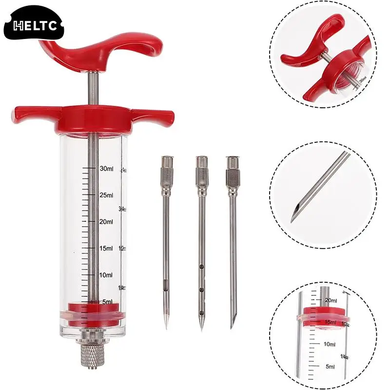 1set Spice Syringe Marinade Injector Flavor Syringe Cooking Meat Poultry Turkey Chicken Kitchen Utensils Accessories BBQ Tool meat injector syringe