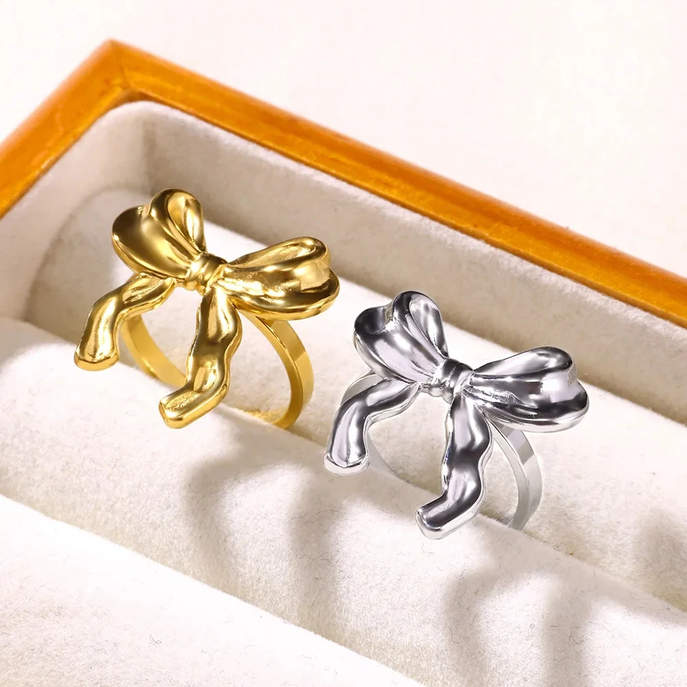 Bow Stainless Steel Adjustable Jewelry Womens Gifts