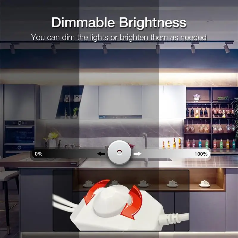 DAYBETTER-8mm COB Led 스트립 조명, 5M 밝기 조절, 320 leds/m, 고밀도 소프트 플렉서블 테이프 리본 Led 조명, DC 24V