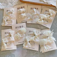 Minimalist Beige Hair Barrettes Korean BB Clip with Lace Pearl Accents Elegant Aesthetic Hair Clips for Women Girls - Image 3