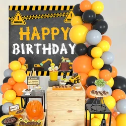Construction Balloon Backdrop Disposable Tableware Birthday Decor Boy Excavator Truck Tractor Construction Birthday Party Decor