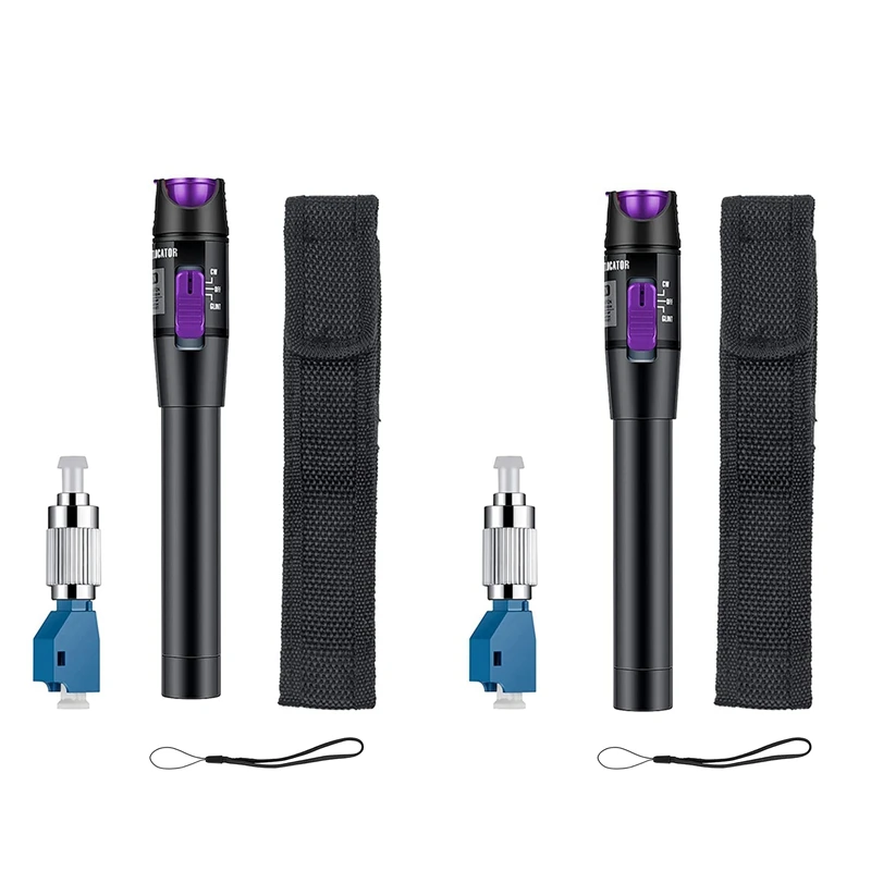 

2X 30MW 30KM Visual Fault Locator Fiber Light Tester VFL Optic Cable With Single Mode FC Male To LC Female Adapter B