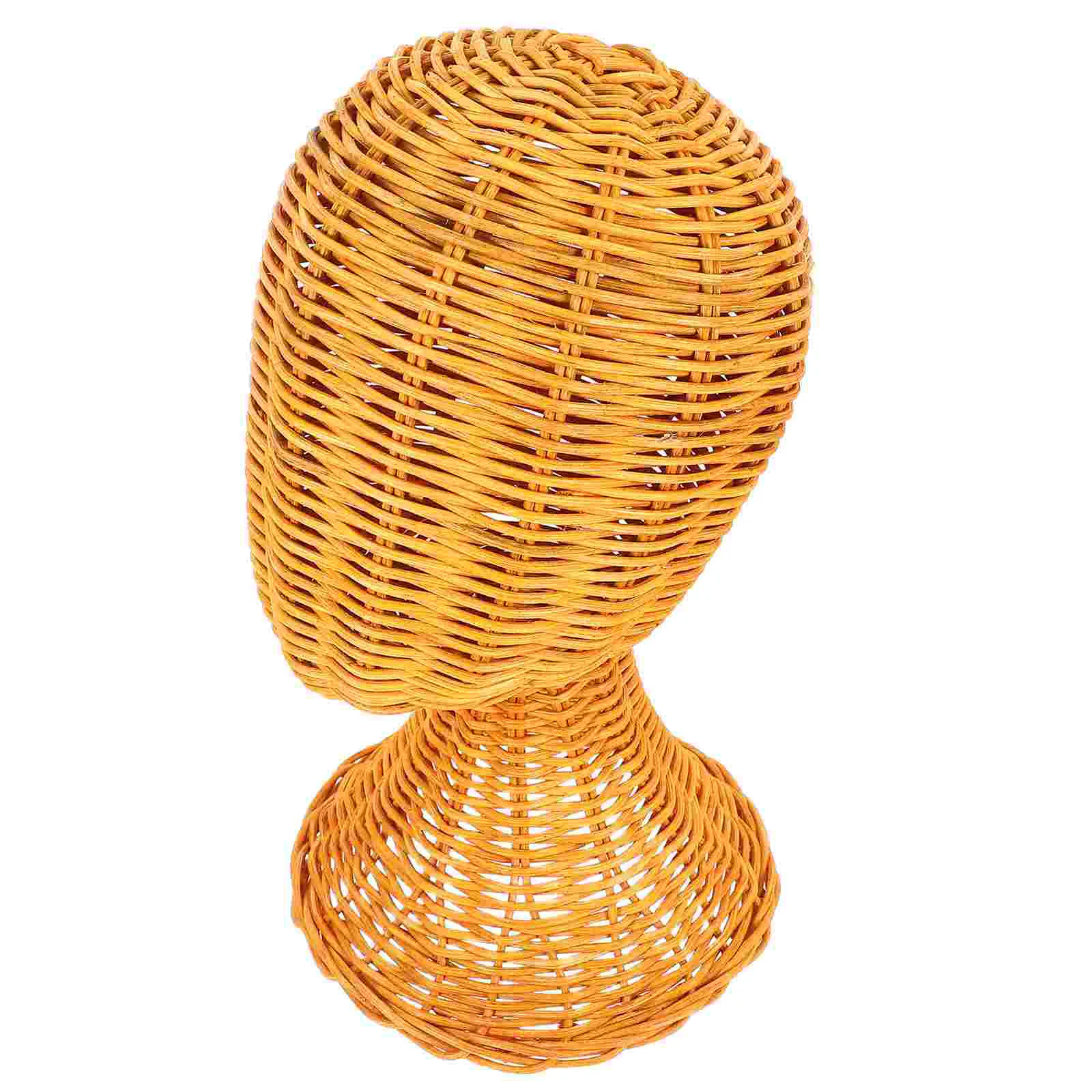 Rattan Hat Display Stand Mannequin Cap Holder Model Head Beige Heads for Hats Photography Baby 4