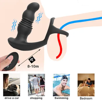 Male Prostate Massage Vibrators Anal Plug Wireless Control Wear Silicone Stimulate Massager Delay Ejaculation Ring Toys for Men 2