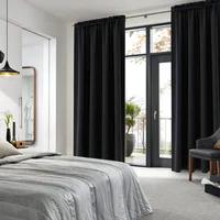 1Pc Black Blackout Curtains Light Reducing Thermal Insulated Grommet Black Out Curtains Panels Drapes for Living Room Bedroom 5