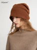 100% Cashmere Caps Simple Solid Hat Double Layers Soft Knit Hat Beanies Fall Winter Spring Warm Caps Skullies Women Bonnet Pure 5