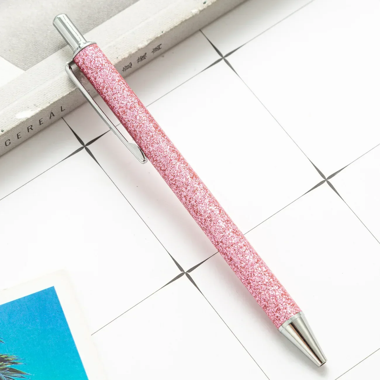 Rose Gold Glitter Ballpoint Pen - Elegant Stationery & Promotional Gift