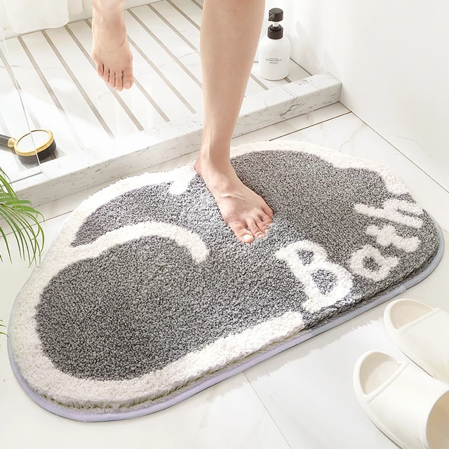 Absorbent Floor Mat Bathroom Door Carpet Bathroom Non-slip Mat Entry Door  Foot Mat (gray)