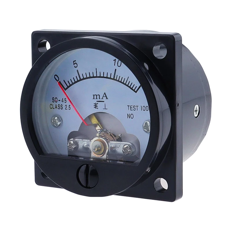 1 Piece 2.5 Accuracy DC 0-100mA Ammeter SO-45 Class Round Analog Panel Meter Black 1 Piece 2.5 Accuracy DC0-10mA 0-100mA Ammeter