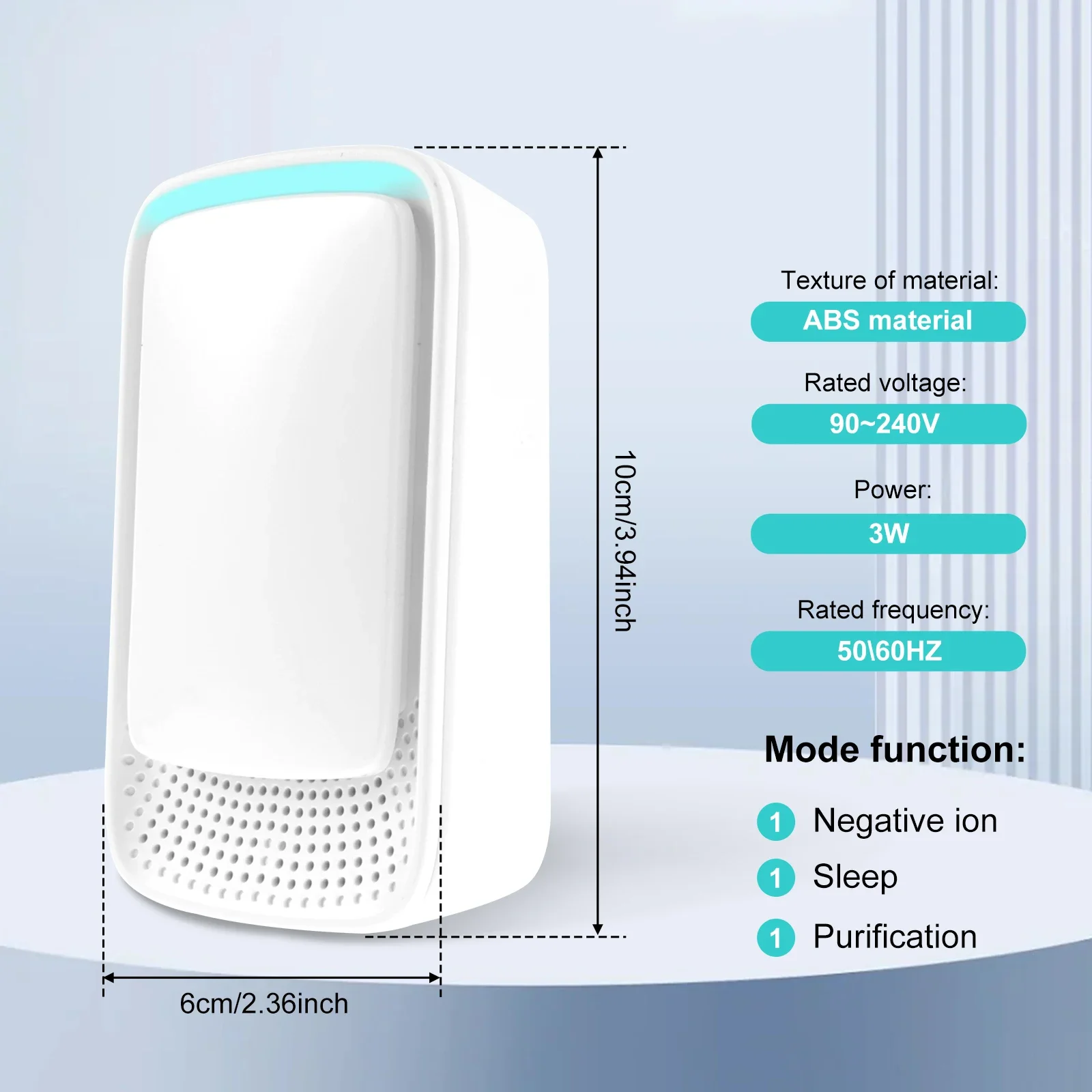 1/2Pcs Negative Ion Air Cleaner Plug in Air Purifier Portable Small Filterless Room Purifier for Home Bedroom Bathroom Toilet