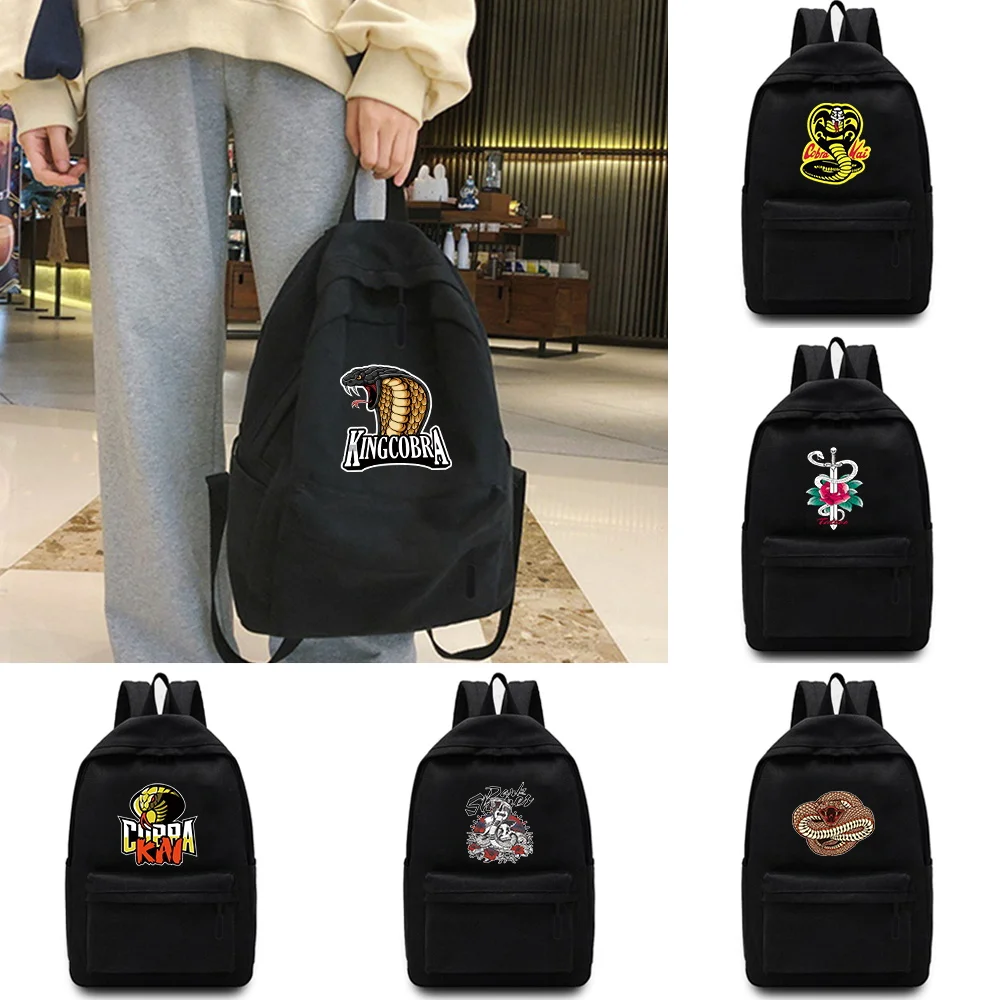 

Women's Backpack Color Cobra Multifunction Double Zipper Teenager Laptop Backpack Student Shoulder Bag Korean Style Schoolbag