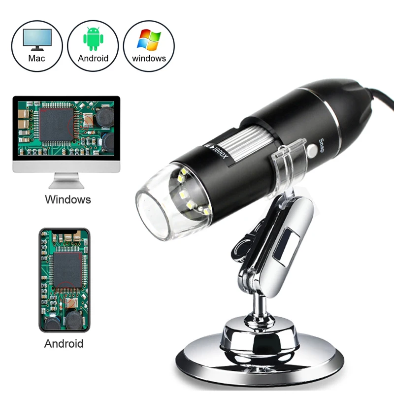 1600X 디지털 현미경 카메라, USB C 타입 휴대용 전자 현미경 카메라, 납..