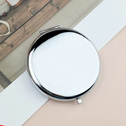 Rose Gold Compact Double - Sided Folding Mirror - Premium Portable Handheld Design (Silvery)