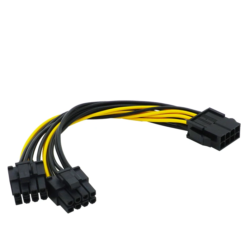 10pcs 8 Pin PCI Express to Dual PCIE 6+2 Pin Power Cable Motherboard Graphics Card PCI-E Riser GPU Power Data Cable 20cm