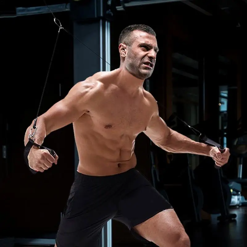 Pull Bar Tricep Extension Strap Rope And Grips