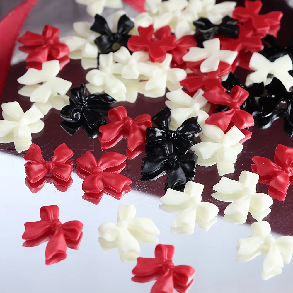 Description Picture 5 of item50pcs/bag Pink White Ribbon Bow Nail Charms Korean Red Parts Nail Art Tie Decoration Kawaii Accessories Manicure Design Supplies